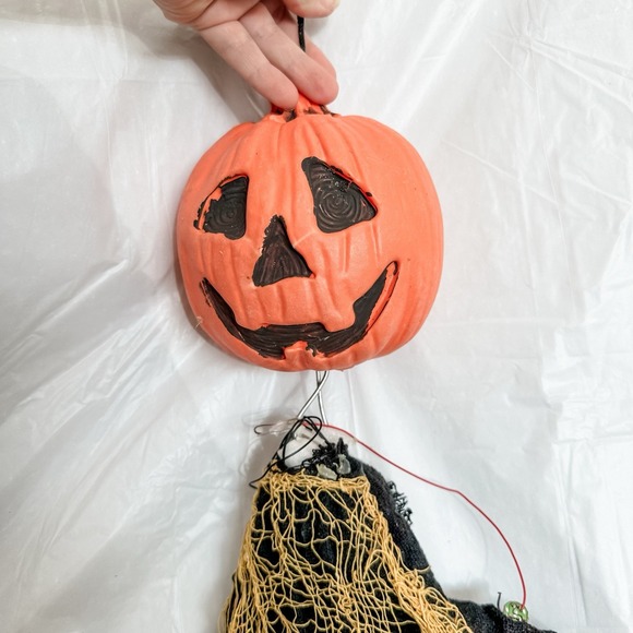 VTG Pumpkin Halloween‎ Pumpkin Ghost decor plastic 90's Spooky Skeleton - Picture 3 of 9